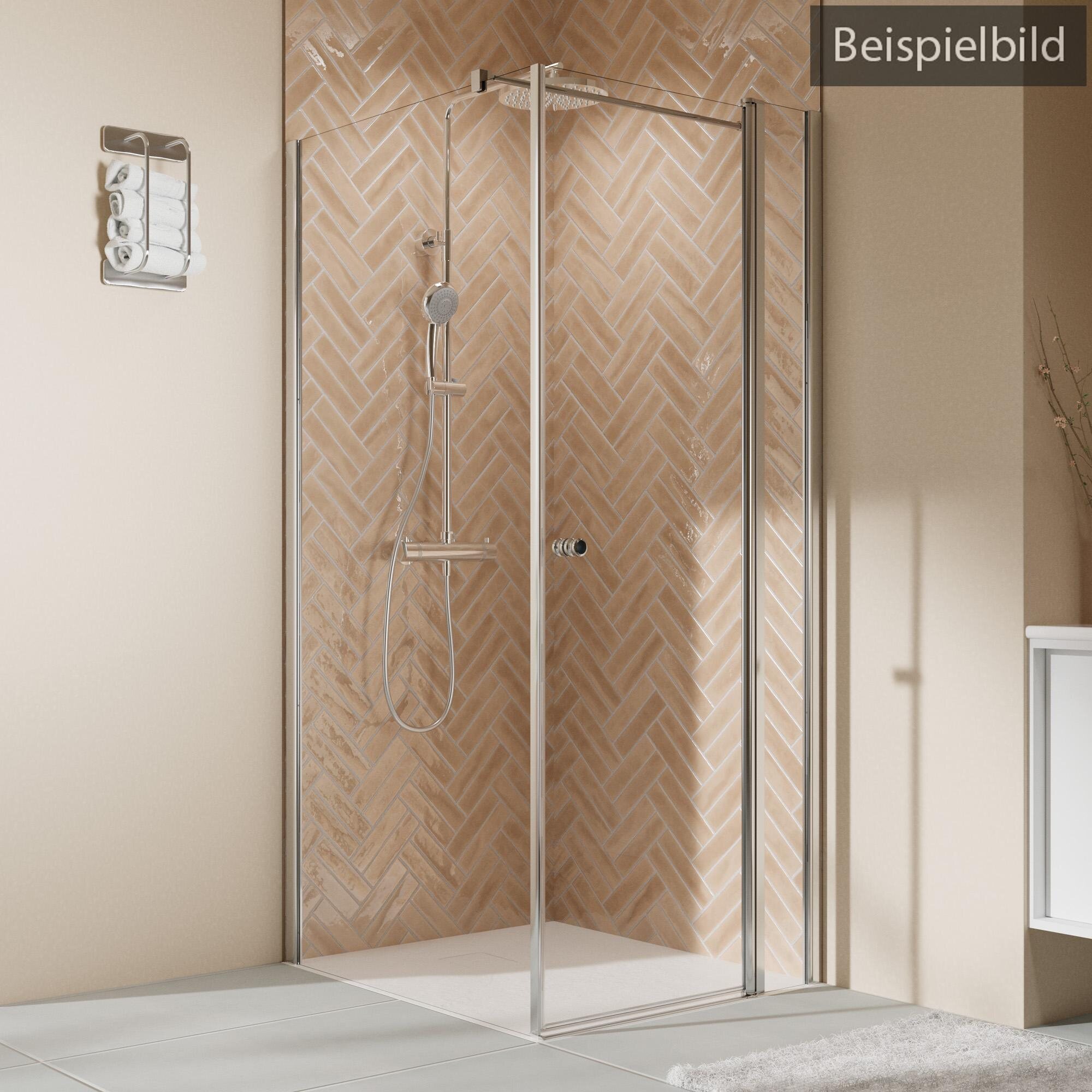 Breuer Elana 2.0 rund Drehtür mit Festteil für Seitenwand oder Badewannen-SW (neben Wanne) Türanschlag rechts Bella C 90 cm - Alu Silber matt - 2416 001 005 004 Image