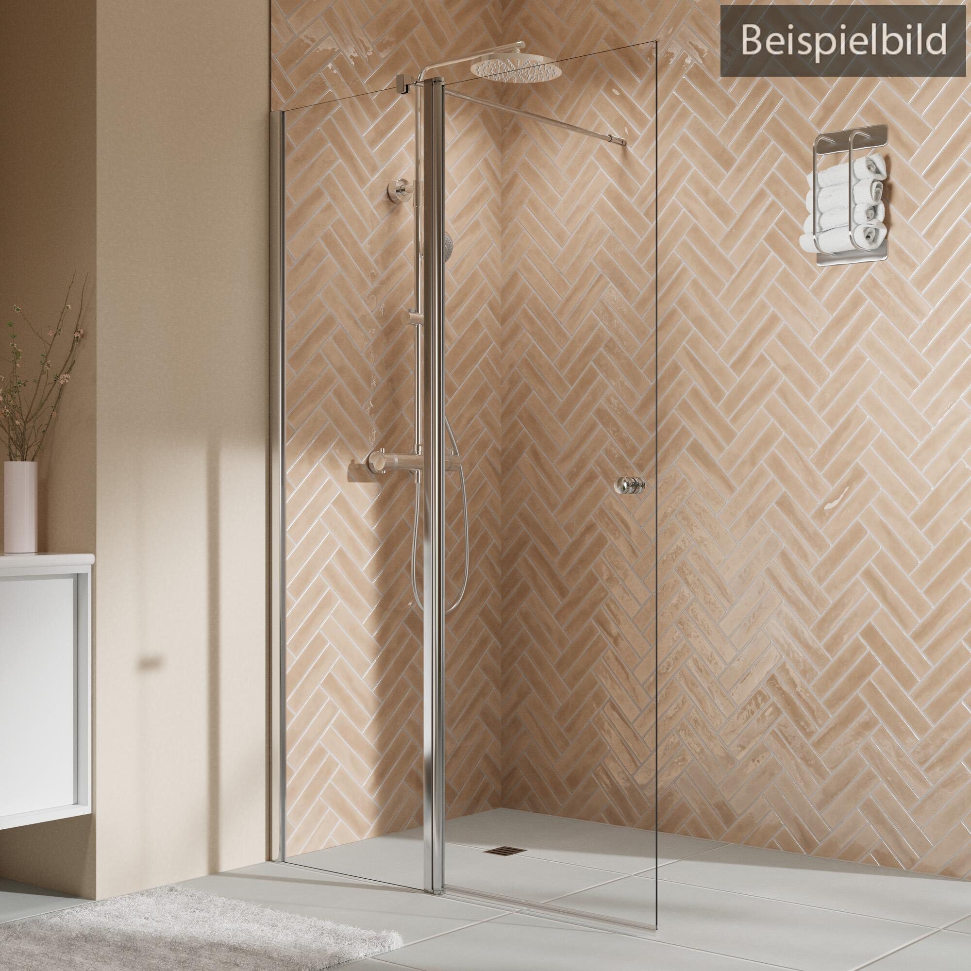 Breuer Elana 2.0 rund Walk-In Duschwand mit beweglichem Element in Flucht Wandanschlag links Mastercarre 140 cm - Alu Silber matt - 2437 001 008 041 Image