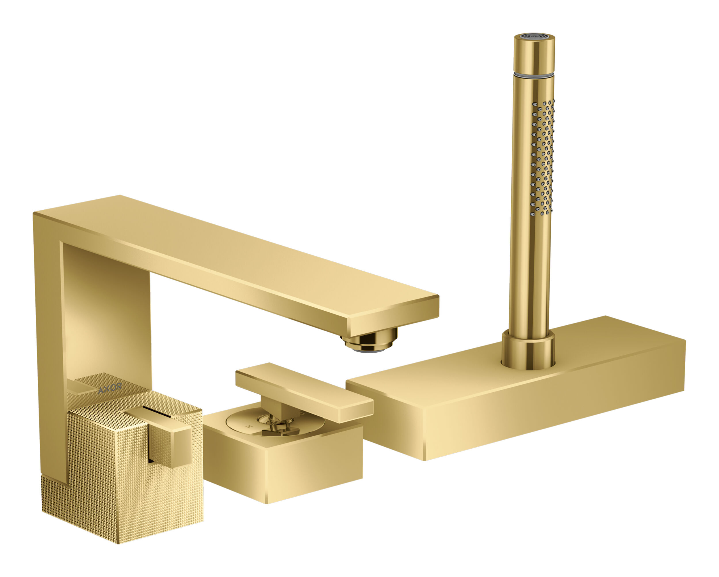 Axor Edge 3-Loch Einhebel-Wannenrandmischer mit Hebelgriff - Polished Gold Optic (Diamantschliff) - 46431990 Image