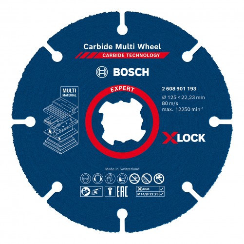 Bosch 2022 Freisteller EXPERT-Carbide-Multi-Wheel-X-LOCK-Trennscheibe-125-mm-22-23-mm-kleine-Winkelschleifer 2608901193
