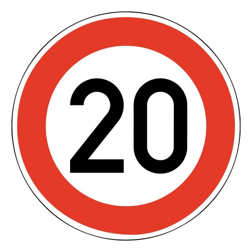 Adco 2023 Freisteller Verkehrszeichen-274-20-Ronde-600-mm-20-km-h-RAL-Guetezeichen-Folie
