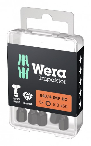 Wera 2023 Freisteller Bit-Sortiment-Bit-Box-Impaktor-1-4-DIN-3126-E6-3-Innensechskant-5-x-50-mm-5er-Pack 5157645001