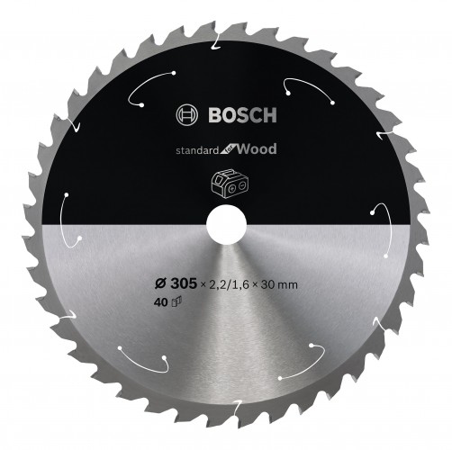 Bosch 2022 Freisteller Akku-Kreissaegeblatt-Standard-for-Wood-305-x-2-2-1-6-x-30-40-Zaehne 2608837741