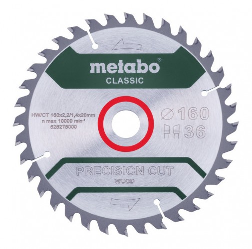 Metabo 2020 Freisteller Kreissaegeblatt-precision-cut-wood-classic-160x20-Zaehnezahl-36-Wechselzahn-10 628278000