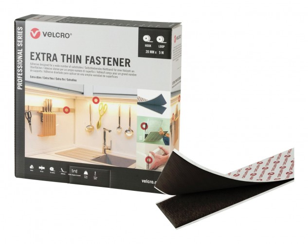 Velcro 2020 Freisteller Klettband-Extra-Thin-Fastener-5m-schwarz