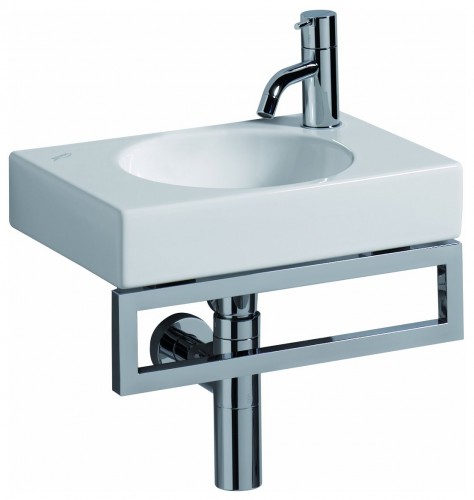 Keramag 2015 Kombination Preciosa-II-Handwaschbecken-400x280mm-rechts-273240 Handtuchhalter-Chrom-395x100x20mm-500740