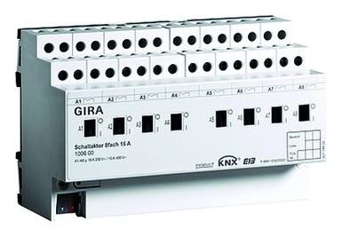 Gira 2020 Freisteller Schaltaktor-KNX-REG-8TE-8-Ausgaenge-16A-3600W-Bussystem-KNX-24V-Ort-Handbedienung 100600