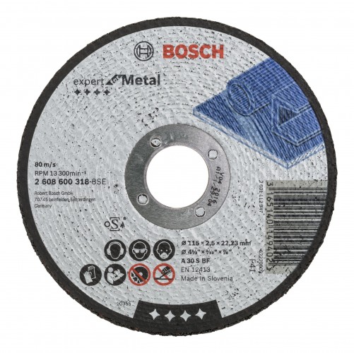 Bosch 2022 Freisteller Zubehoer-Expert-for-Metal-A-30-S-BF-Trennscheibe-gerade-115-x-2-5-mm 2608600318