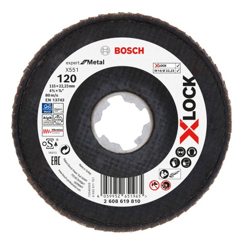 Bosch 2024 Freisteller X-LOCK-Faecherschleifscheibe-X551-Expert-for-Metal-K-120-Scheibend-115-mm 2608619810