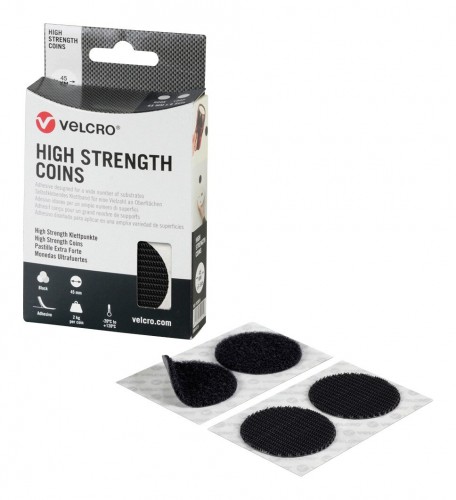 Velcro 2020 Freisteller Klettband-High-Strength-Fastener-Punkt-Durchmesser-45-mm-schwarz-6-Stueck