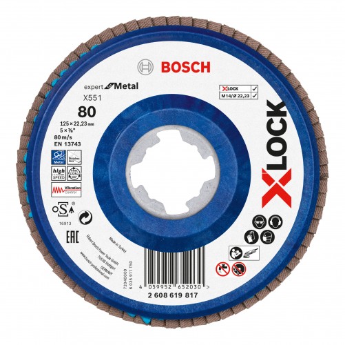 Bosch 2024 Freisteller X-LOCK-Faecherschleifscheibe-X551-Expert-for-Metal-K-80-125-mm 2608619817