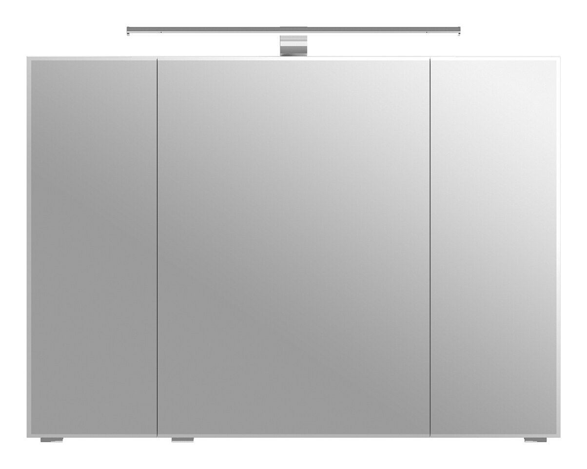 Pelipal Serie 6005 Sprint Komplett-Set Waschtischunterschrank Spiegelschrank  Aufsatzleuchte Midischrank Mineralmarmorwaschtisch 1420 mm - Weiß Hochglanz  | SET-016-028