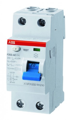 ABB 2020 Freisteller FI-Schutzschalter-A-2p-230V-16A-0-01A-2TE-REG-DIN-Schiene-REG-10-kA 2CSF202101R0160