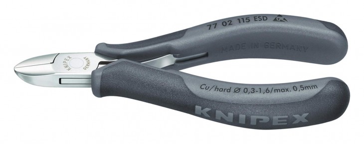 Knipex 2017 Foto Elektronik-Seitenschneider-ESD-115mm-runder-Kopf-kleiner-Facette