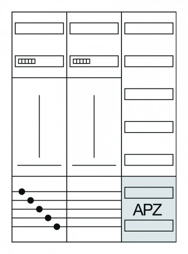 Hager 2020 Zeichnung Komplettschrank-Aufputz-2Z-1-stoeckig-3-Felder-IP44-Sammelschiene-5-polig ZB333U25N 1