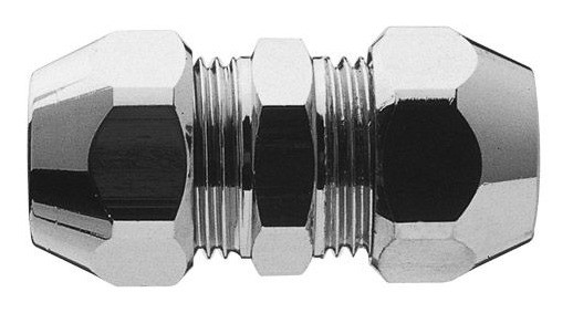 ASW-Metallwaren 2020 Freisteller Doppelverschraubung-Messing-verchromt-3-8-mm-gerade-2-Quetschen