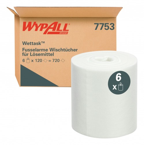 WypAll 2023 Freisteller Wettask-Reinig-tuecher-fusselarm-Loesungsmittel-weiss-120-Tuecher-Rolle