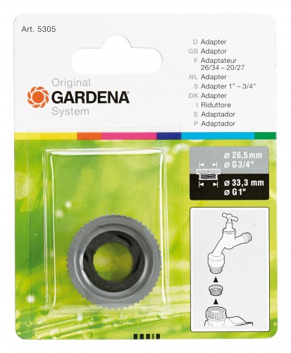 Gardena 2017 Foto Adapter-Uebergang-33-3mm-Innengewinde-26-5mm-Aussengewinde 05305-20 2