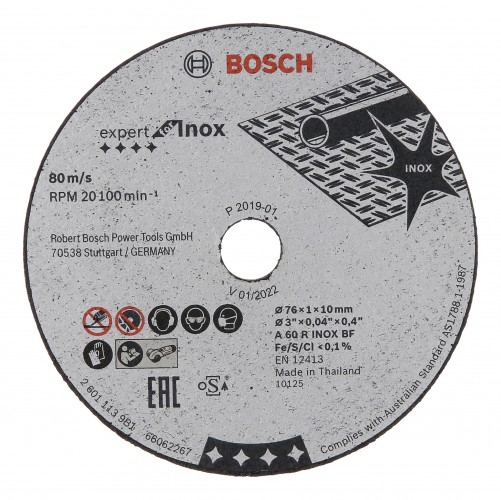 Bosch 2022 Freisteller Zubehoer-Expert-for-Inox-A-60-R-INOX-BF-Trennscheibe-76-x-10-x-1-mm-5er-Pack 2608601520 2