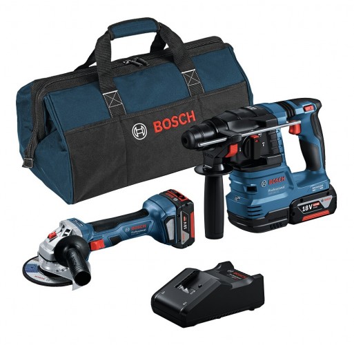 Bosch-Professional 2024 Freisteller Combo-Kit-18V-Set-GWS-18V-7-GBH-18V-22-2x-Akku-4-0Ah-Schnellladegeraet-in-Tasche 0615A50037