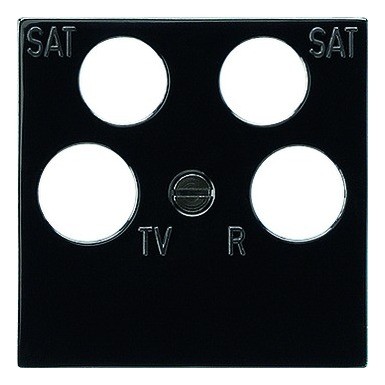 Gira 2020 Freisteller Zentralplatte-Sat-TV-Radi-System-55-schwarz-matt-Schraubbefestigung-Aufdruck 025910