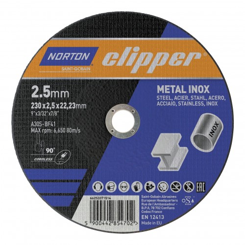 Norton 2020 Freisteller Trennscheibe-Metall-Inox-A30S-230-x-2-5-x-22-23-mm