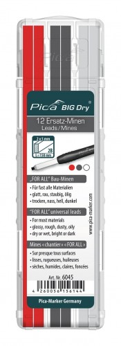 Pica 2020 Freisteller Minen-Set-Zimmermanns-Bleistift-BIG-Dry-FORALL-Bau-Graphit-weiss-rot