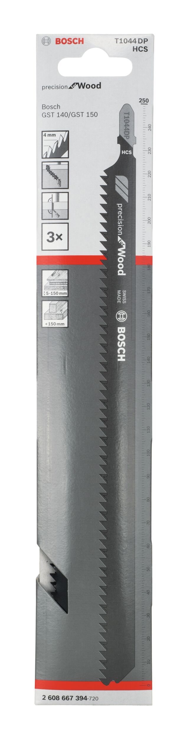 Bosch Stichsägeblätter T 1044 DP Precision for Wood 3 Stück 2608667394