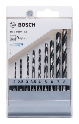 Bosch 2022 Freisteller HSS-PointTeQ-Sechskantbohrer-Set-9-teilig-2-8-mm 2607002826 1