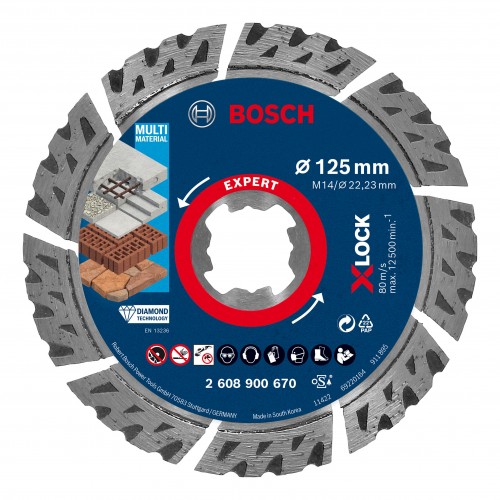 Bosch 2022 Freisteller EXPERT-MultiMaterial-X-LOCK-Diamanttrennscheiben-125-x-22-23-x-2-4-x-12-mm-kleine-Winkelschleifer 2608900670 1