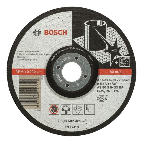 Bosch 2022 Freisteller Zubehoer-Expert-for-Inox-AS-30-S-INOX-BF-Schruppscheibe-gekroepft-150-x-22-23-x-6-mm 2608602489