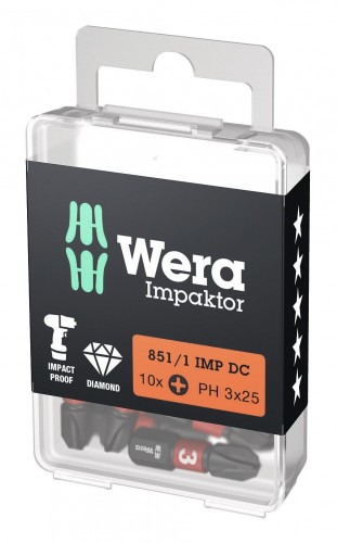 Wera 2023 Freisteller Bit-Sortiment-Bit-Box-Impaktor-1-4-DIN-3126-C6-3-PH3-x-25-mm-10er-Pack 5157617001