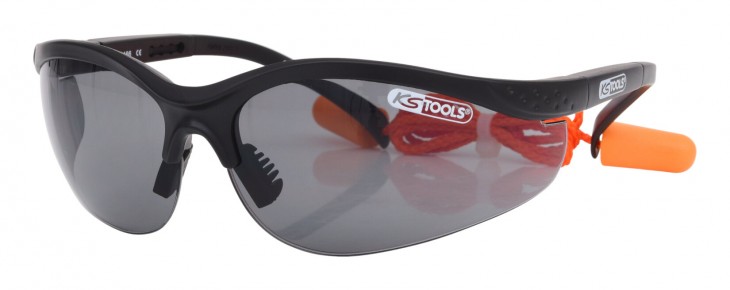 KS-Tools 2020 Freisteller Schutzbrille-schwarz-Ohrstoepsel 310-0171 1