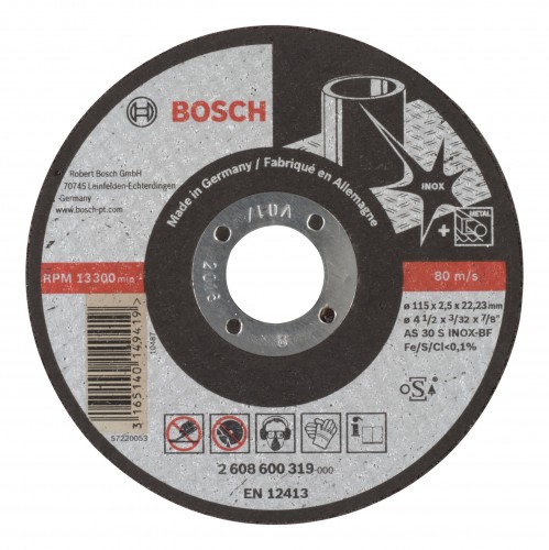 Bosch 2022 Freisteller Zubehoer-Expert-for-Inox-AS-30-S-INOX-BF-Trennscheibe-gerade-115-x-2-5-mm 2608600319