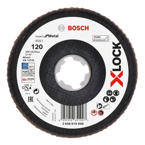 Bosch 2024 Freisteller X-LOCK-Faecherschleifscheibe-X551-Expert-for-Metal-K-120-Scheibend-125-mm 2608619806