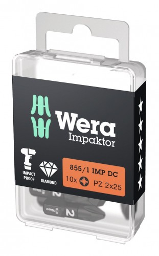 Wera 2023 Freisteller Bit-Sortiment-Bit-Box-Impaktor-1-4-DIN-3126-C6-3-PZ2-x-25-mm-10er-Pack 5157621001