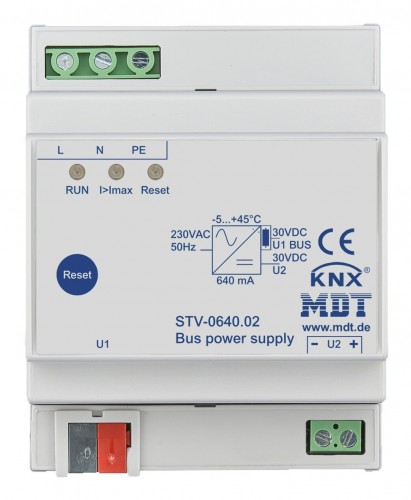 MDT 2020 Freisteller Spannungsversorgung-KNX-4TE-640-mA-LED-Bussystem-KNX-LED-Anzeige STV-0640-02