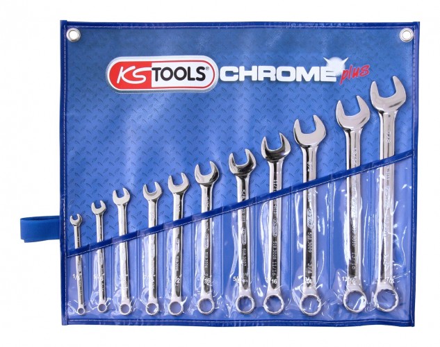 KS-Tools 2020 Freisteller CHROMEplus-Ringmaulschluessel-Satz-abgewinkelt-11-teilig-Zoll 518-3000