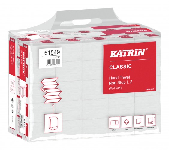 Katrin 2023 Freisteller Handtuchpapier-Classic-Non-Stop-L2-weiss-2-lagig-24-x-32-cm-Handy-Pack