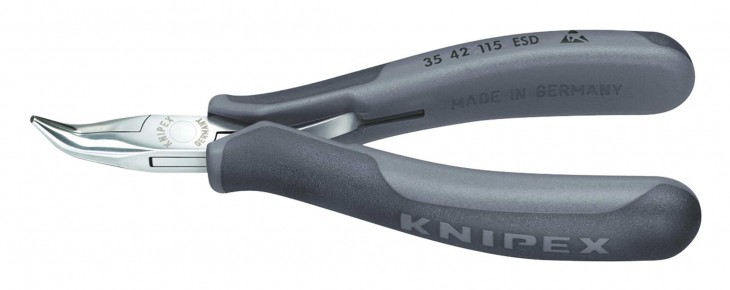 Knipex 2017 Foto Elektronik-Greifzange-ESD-115mm-flach-runde-gebogene-Backen