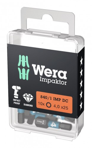 Wera 2023 Freisteller Bit-Sortiment-Bit-Box-Impaktor-1-4-DIN-3126-C6-3-Innensechskant-4-x-25-mm-10er-Pack 5157604001