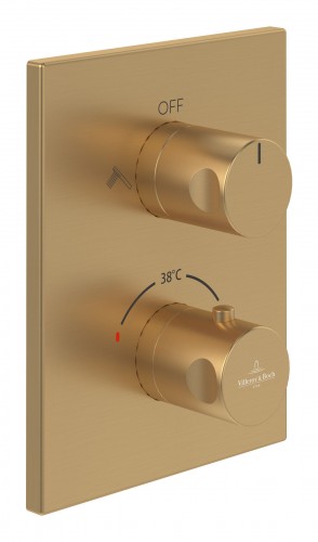 Villeroy-Boch 2023 Freisteller Universal-Taps-Fittings-Unterputz-Thermostat-Eckig-Umsteller-Brushed-Gold TVD00065300076