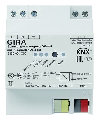 Gira 2020 Freisteller Spannungsversorgung-KNX-4TE-640-mA-LED-Bussystem-KNX-LED-Anzeige 213000