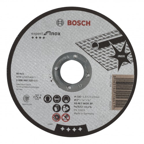 Bosch 2022 Freisteller Zubehoer-Expert-for-Inox-AS-46-T-INOX-BF-Trennscheibe-gerade-125-x-1-6-mm 2608600220