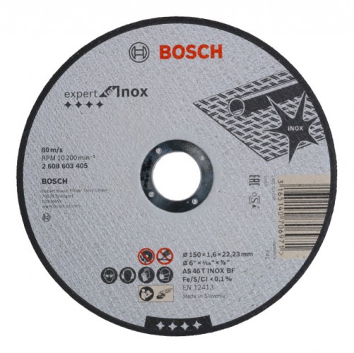 Bosch 2022 Freisteller Zubehoer-Expert-for-Inox-AS-46-T-INOX-BF-Trennscheibe-gerade-150-x-1-6-mm 2608603405