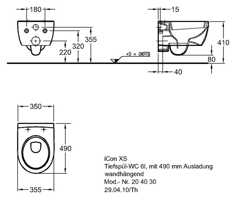Keramag iCon xs Tiefspül-WC kurz 490 mm Ausladung weiss 204030000 WC Sitz 