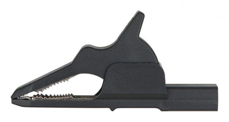 KS-Tools 2020 Freisteller 4-mm-Eingangsbuchse-Krokodilklemme-schmal-schwarz 150-1679