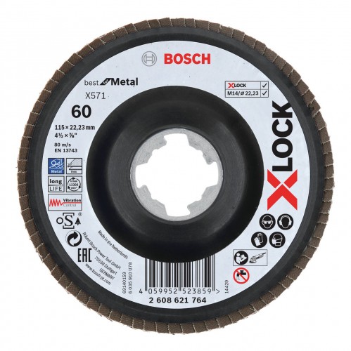 Bosch 2022 Freisteller X-LOCK-Faecherschleifscheibe-X571-Best-for-Metal-gewinkelt-115-mm-K-60-1-Stueck 2608621764