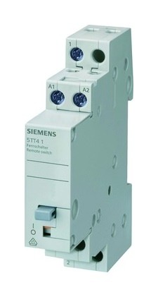Siemens 2017 Foto Stromstossschalter-230VAC-1S-1TE-16A-250V-DIN-Schiene-T70mm-mechanisch-Schalter 5TT4101-0