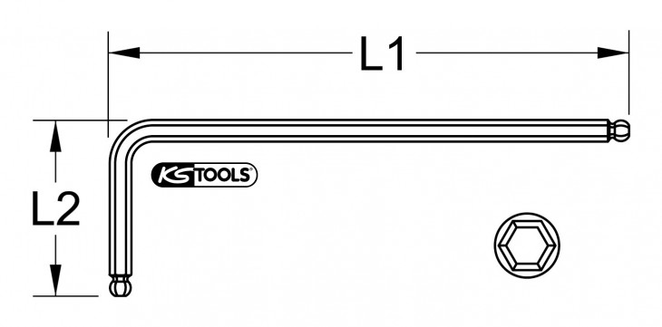 KS-Tools 2020 Skizze Doppel-Kugelkopf-Innensechskant-Winkelstiftschluessel-XL 151-43